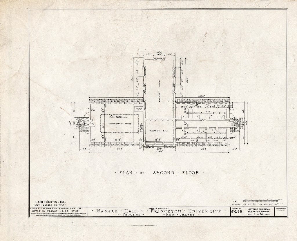 Blueprint HABS NJ,11-Print,4B- (Sheet 7 of 25) - Nassau Hall, Nassau Street, Princeton, Mercer County, NJ