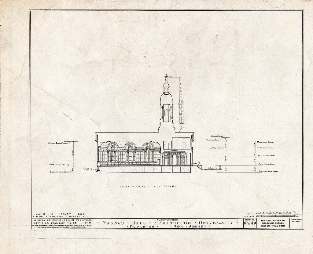 Blueprint HABS NJ,11-Print,4B- (Sheet 10 of 25) - Nassau Hall, Nassau Street, Princeton, Mercer County, NJ