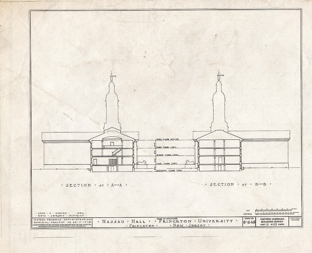 Blueprint HABS NJ,11-Print,4B- (Sheet 11 of 25) - Nassau Hall, Nassau Street, Princeton, Mercer County, NJ