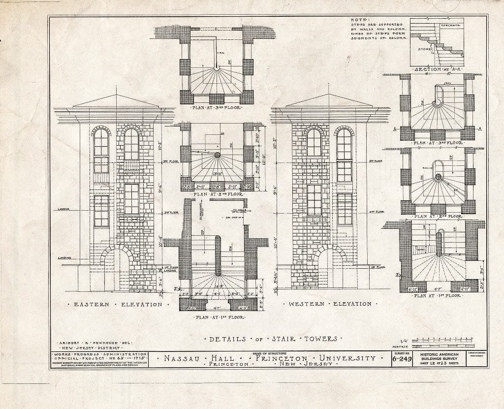Blueprint HABS NJ,11-Print,4B- (Sheet 12 of 25) - Nassau Hall, Nassau Street, Princeton, Mercer County, NJ
