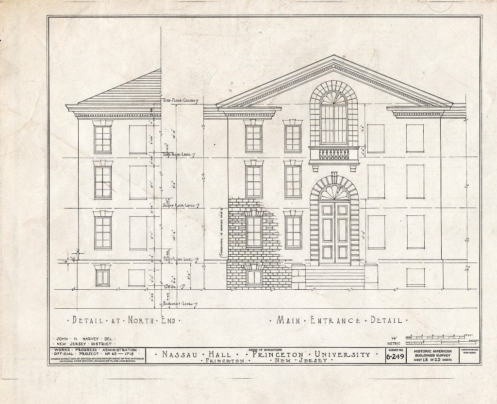 Blueprint HABS NJ,11-Print,4B- (Sheet 13 of 25) - Nassau Hall, Nassau Street, Princeton, Mercer County, NJ