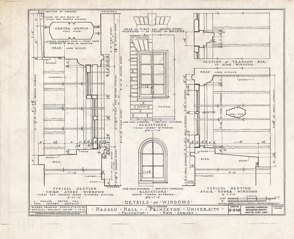 Blueprint HABS NJ,11-Print,4B- (Sheet 14 of 25) - Nassau Hall, Nassau Street, Princeton, Mercer County, NJ