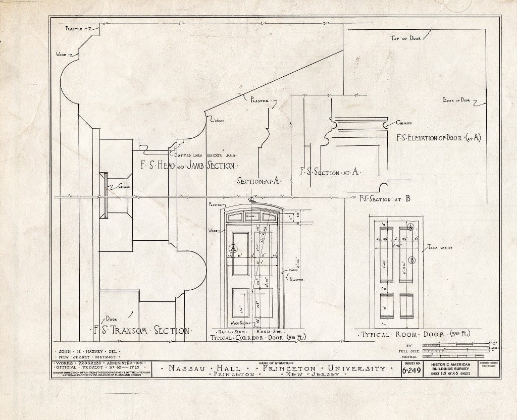 Blueprint HABS NJ,11-Print,4B- (Sheet 15 of 25) - Nassau Hall, Nassau Street, Princeton, Mercer County, NJ