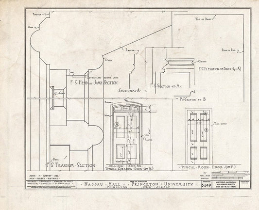 Blueprint HABS NJ,11-Print,4B- (Sheet 15 of 25) - Nassau Hall, Nassau Street, Princeton, Mercer County, NJ
