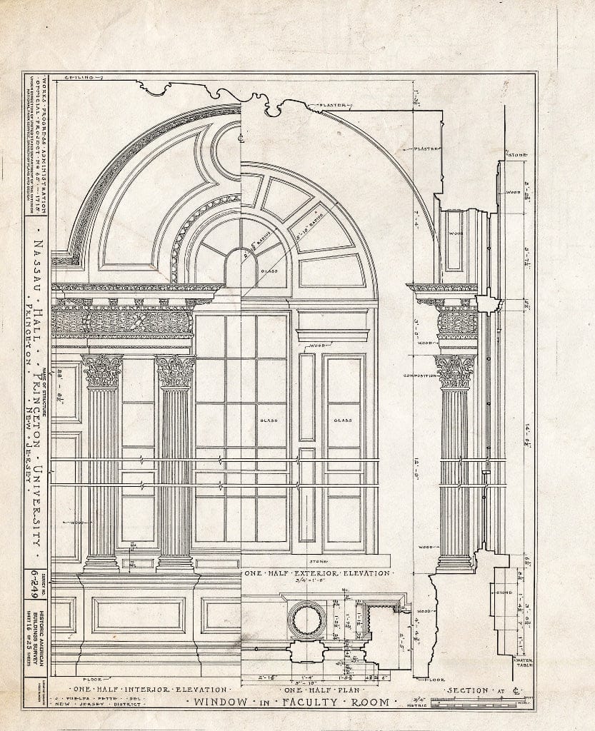 Blueprint HABS NJ,11-Print,4B- (Sheet 16 of 25) - Nassau Hall, Nassau Street, Princeton, Mercer County, NJ