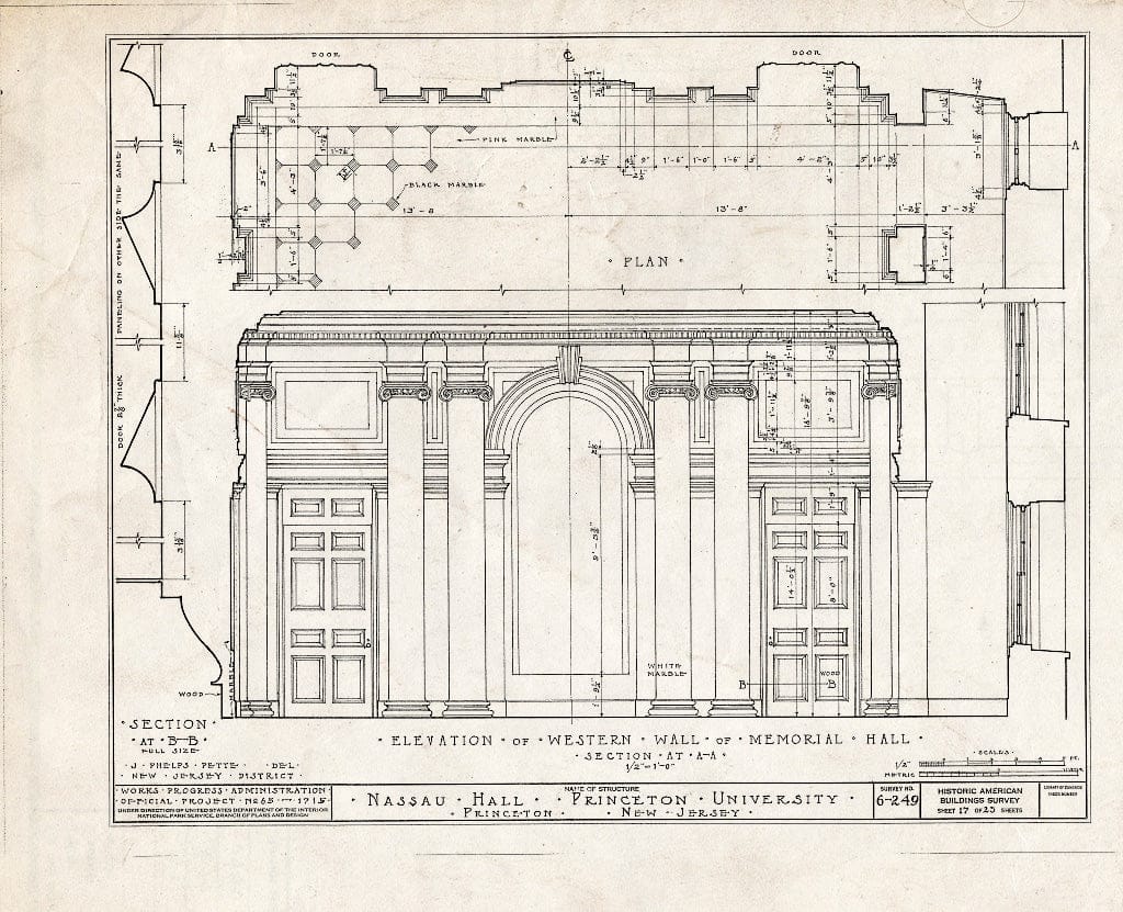 Blueprint HABS NJ,11-Print,4B- (Sheet 17 of 25) - Nassau Hall, Nassau Street, Princeton, Mercer County, NJ
