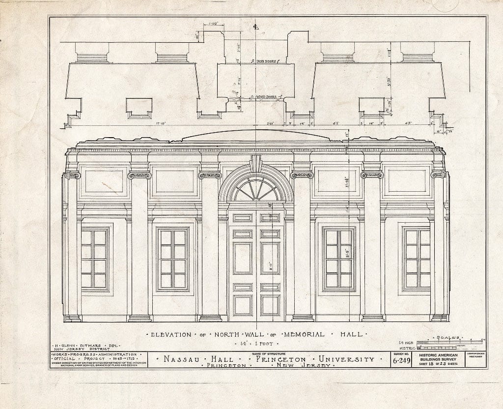 Blueprint HABS NJ,11-Print,4B- (Sheet 18 of 25) - Nassau Hall, Nassau Street, Princeton, Mercer County, NJ