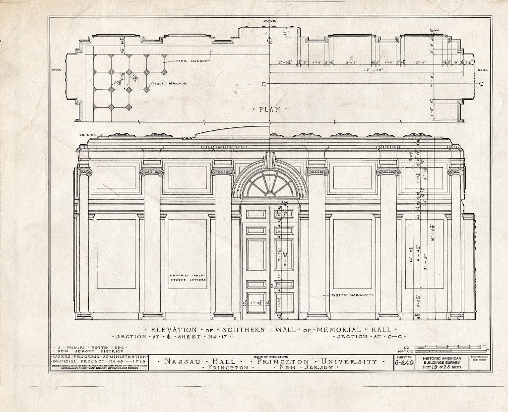 Blueprint HABS NJ,11-Print,4B- (Sheet 19 of 25) - Nassau Hall, Nassau Street, Princeton, Mercer County, NJ