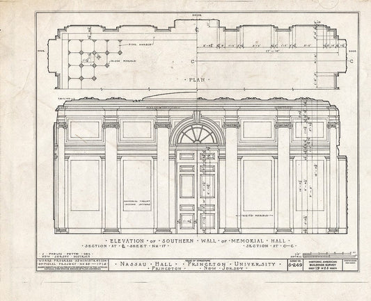 Blueprint HABS NJ,11-Print,4B- (Sheet 19 of 25) - Nassau Hall, Nassau Street, Princeton, Mercer County, NJ
