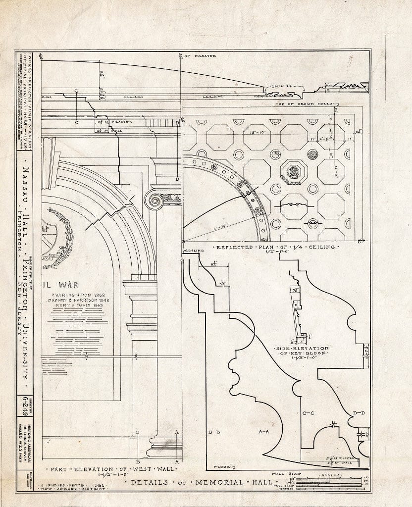 Blueprint HABS NJ,11-Print,4B- (Sheet 20 of 25) - Nassau Hall, Nassau Street, Princeton, Mercer County, NJ
