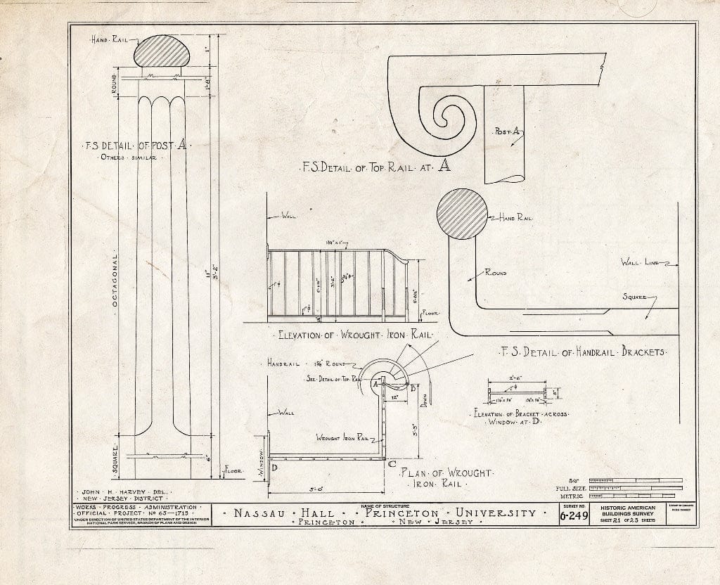 Blueprint HABS NJ,11-Print,4B- (Sheet 21 of 25) - Nassau Hall, Nassau Street, Princeton, Mercer County, NJ