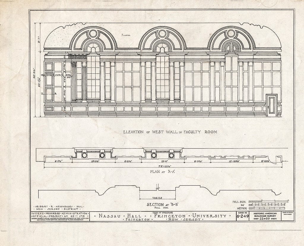 Blueprint HABS NJ,11-Print,4B- (Sheet 22 of 25) - Nassau Hall, Nassau Street, Princeton, Mercer County, NJ