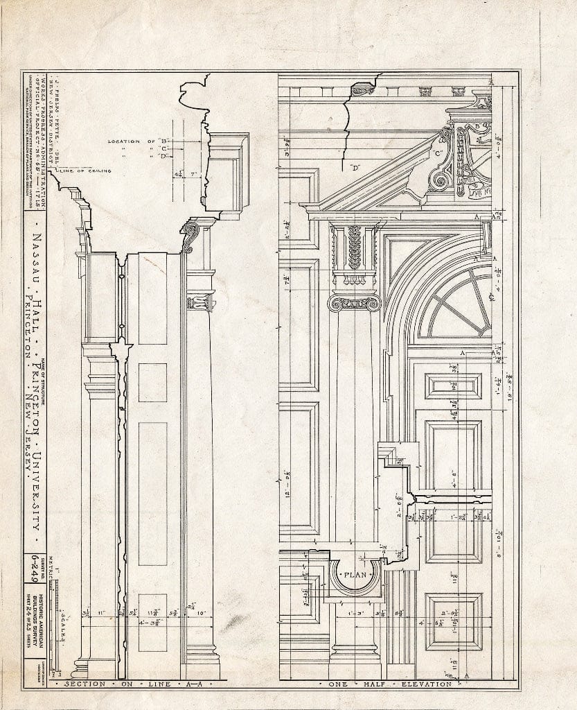 Blueprint HABS NJ,11-Print,4B- (Sheet 24 of 25) - Nassau Hall, Nassau Street, Princeton, Mercer County, NJ