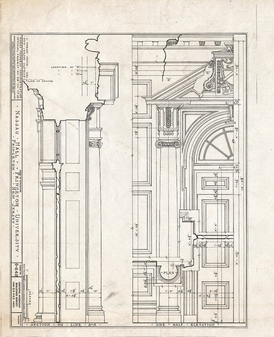 Blueprint HABS NJ,11-Print,4B- (Sheet 24 of 25) - Nassau Hall, Nassau Street, Princeton, Mercer County, NJ