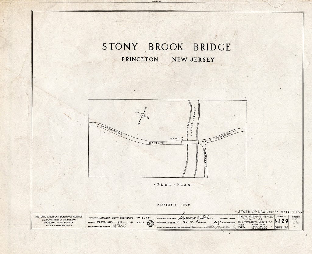 Blueprint HABS NJ,11-Print,3- (Sheet 0 of 1) - Stony Brook Bridge, Route 27, Princeton, Mercer County, NJ