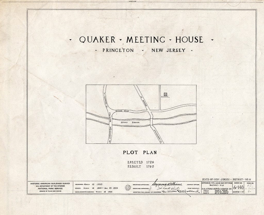 Blueprint HABS NJ,11-Print,5- (Sheet 0 of 4) - Stony Brook Quaker Meetinghouse, Quaker Road, Princeton, Mercer County, NJ