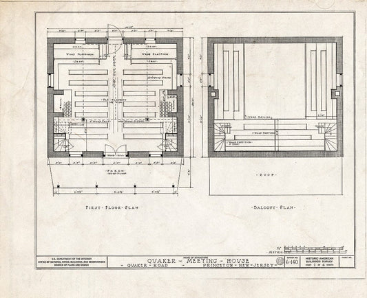 Blueprint HABS NJ,11-Print,5- (Sheet 2 of 4) - Stony Brook Quaker Meetinghouse, Quaker Road, Princeton, Mercer County, NJ