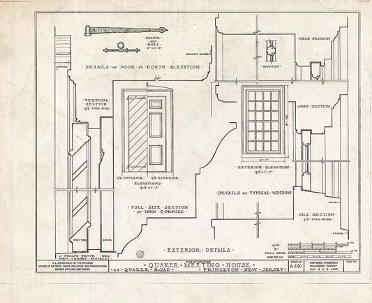 Blueprint HABS NJ,11-Print,5- (Sheet 4 of 4) - Stony Brook Quaker Meetinghouse, Quaker Road, Princeton, Mercer County, NJ