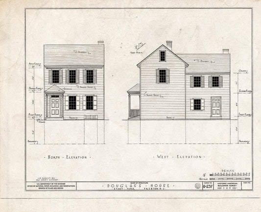 Blueprint HABS NJ,11-Tret,8- (Sheet 1 of 5) - Bright-Douglass House, Mahlon Stacy Park, Trenton, Mercer County, NJ