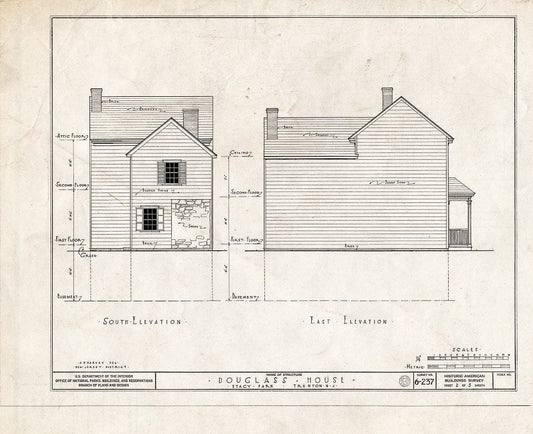 Blueprint HABS NJ,11-Tret,8- (Sheet 2 of 5) - Bright-Douglass House, Mahlon Stacy Park, Trenton, Mercer County, NJ