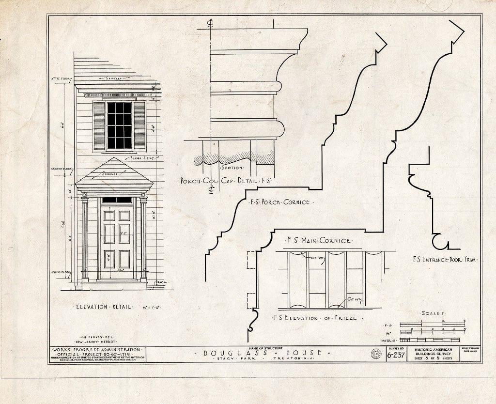 Blueprint HABS NJ,11-Tret,8- (Sheet 5 of 5) - Bright-Douglass House, Mahlon Stacy Park, Trenton, Mercer County, NJ