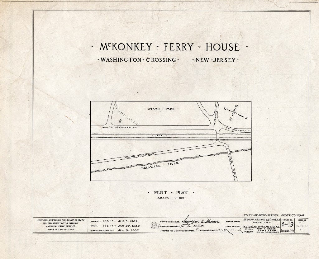 Blueprint HABS NJ,11-WASHC,1- (Sheet 0 of 7) - Johnson-McKonkey Ferry House, Washington Crossing, Mercer County, NJ