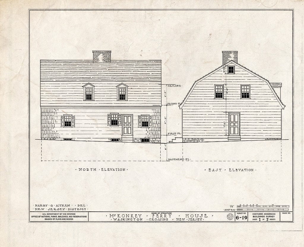 Blueprint HABS NJ,11-WASHC,1- (Sheet 1 of 7) - Johnson-McKonkey Ferry House, Washington Crossing, Mercer County, NJ