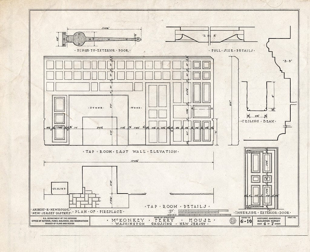 Blueprint HABS NJ,11-WASHC,1- (Sheet 4 of 7) - Johnson-McKonkey Ferry House, Washington Crossing, Mercer County, NJ