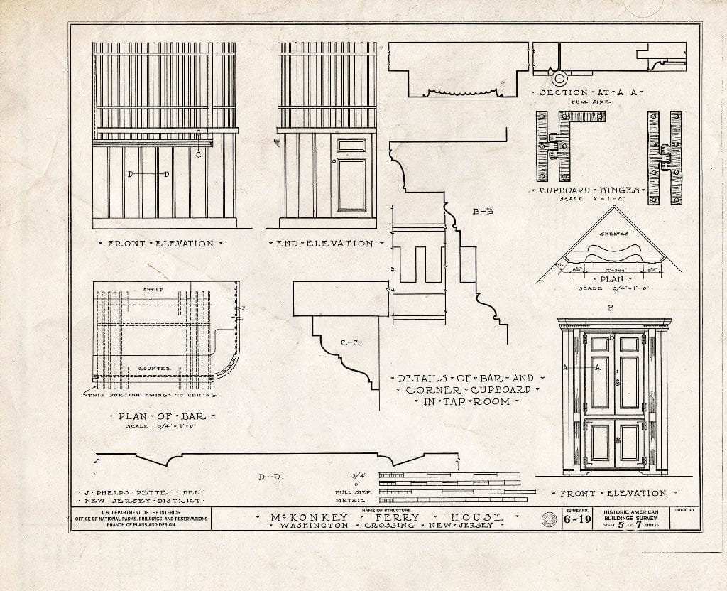 Blueprint HABS NJ,11-WASHC,1- (Sheet 5 of 7) - Johnson-McKonkey Ferry House, Washington Crossing, Mercer County, NJ