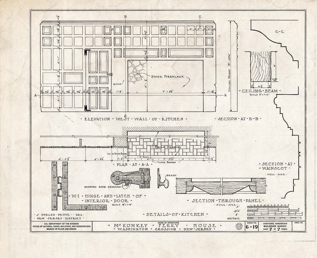 Blueprint HABS NJ,11-WASHC,1- (Sheet 7 of 7) - Johnson-McKonkey Ferry House, Washington Crossing, Mercer County, NJ