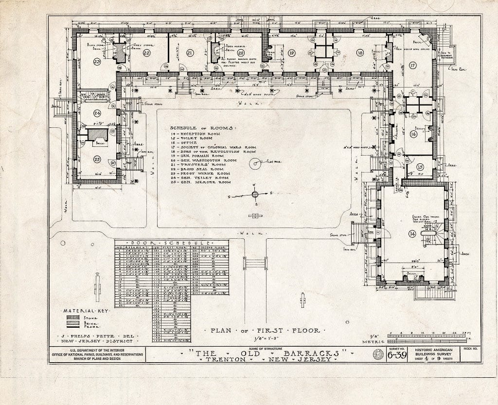 Blueprint HABS NJ,11-Tret,4- (Sheet 4 of 9) - Old Barracks, South Willow Street, Trenton, Mercer County, NJ