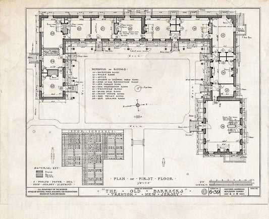 Blueprint HABS NJ,11-Tret,4- (Sheet 4 of 9) - Old Barracks, South Willow Street, Trenton, Mercer County, NJ