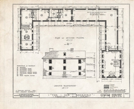 Blueprint HABS NJ,11-Tret,4- (Sheet 5 of 9) - Old Barracks, South Willow Street, Trenton, Mercer County, NJ