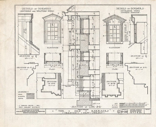 Blueprint HABS NJ,11-Tret,4- (Sheet 7 of 9) - Old Barracks, South Willow Street, Trenton, Mercer County, NJ