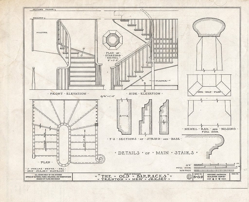 Blueprint HABS NJ,11-Tret,4- (Sheet 8 of 9) - Old Barracks, South Willow Street, Trenton, Mercer County, NJ