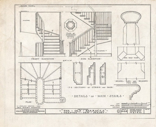 Blueprint HABS NJ,11-Tret,4- (Sheet 8 of 9) - Old Barracks, South Willow Street, Trenton, Mercer County, NJ