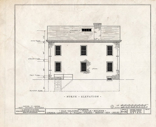 Blueprint HABS NJ,11-Tret,5- (Sheet 2 of 8) - Old Masonic Temple, South Willow & West Lafaytette Streets, Trenton, Mercer County, NJ