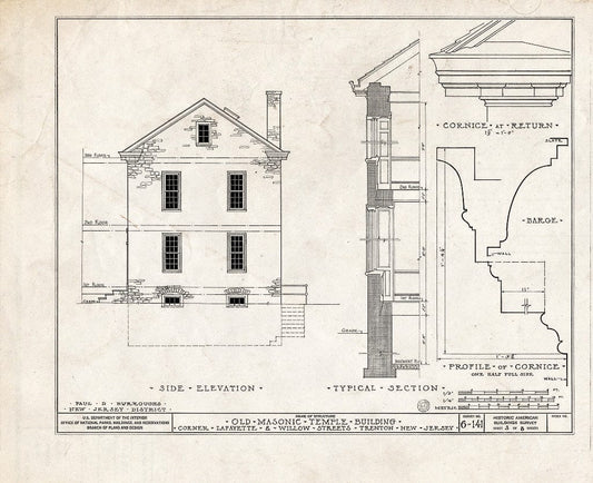 Blueprint HABS NJ,11-Tret,5- (Sheet 3 of 8) - Old Masonic Temple, South Willow & West Lafaytette Streets, Trenton, Mercer County, NJ