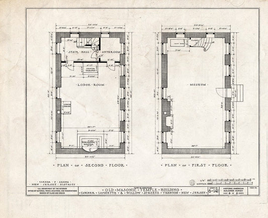 Blueprint HABS NJ,11-Tret,5- (Sheet 4 of 8) - Old Masonic Temple, South Willow & West Lafaytette Streets, Trenton, Mercer County, NJ