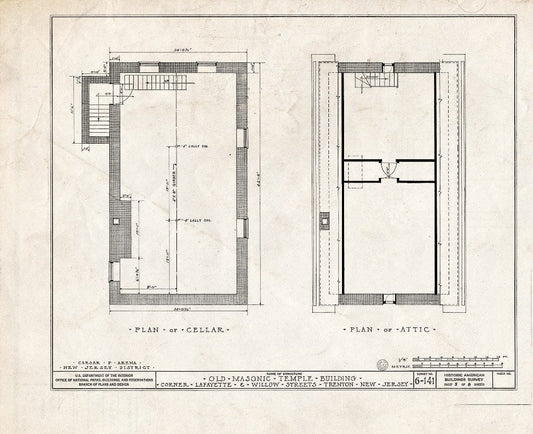 Blueprint HABS NJ,11-Tret,5- (Sheet 5 of 8) - Old Masonic Temple, South Willow & West Lafaytette Streets, Trenton, Mercer County, NJ