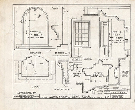 Blueprint HABS NJ,11-Tret,5- (Sheet 6 of 8) - Old Masonic Temple, South Willow & West Lafaytette Streets, Trenton, Mercer County, NJ