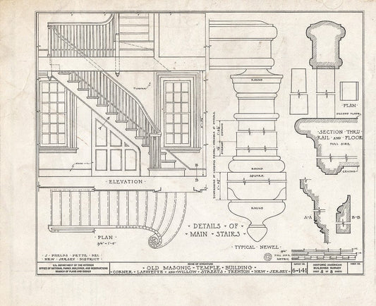 Blueprint HABS NJ,11-Tret,5- (Sheet 8 of 8) - Old Masonic Temple, South Willow & West Lafaytette Streets, Trenton, Mercer County, NJ
