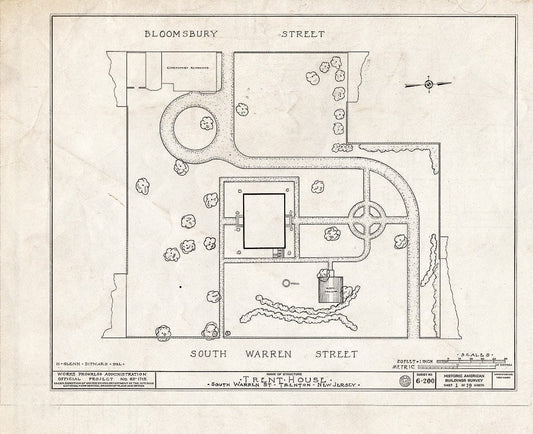 Blueprint HABS NJ,11-Tret,6- (Sheet 1 of 19) - Trent House, 15 Market Street (Changed from 539 South Warren Street), Trenton, Mercer County, NJ