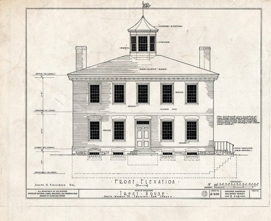 Blueprint HABS NJ,11-Tret,6- (Sheet 2 of 19) - Trent House, 15 Market Street (Changed from 539 South Warren Street), Trenton, Mercer County, NJ