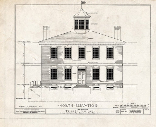 Blueprint HABS NJ,11-Tret,6- (Sheet 3 of 19) - Trent House, 15 Market Street (Changed from 539 South Warren Street), Trenton, Mercer County, NJ