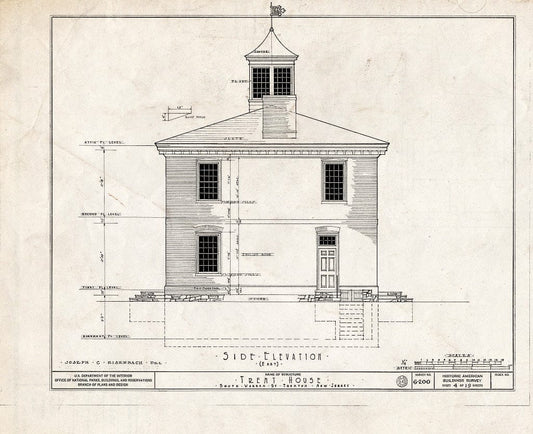 Blueprint HABS NJ,11-Tret,6- (Sheet 4 of 19) - Trent House, 15 Market Street (Changed from 539 South Warren Street), Trenton, Mercer County, NJ