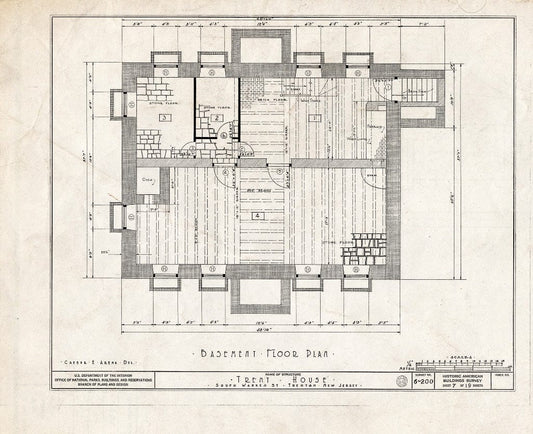 Blueprint HABS NJ,11-Tret,6- (Sheet 7 of 19) - Trent House, 15 Market Street (Changed from 539 South Warren Street), Trenton, Mercer County, NJ