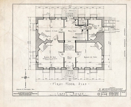 Blueprint HABS NJ,11-Tret,6- (Sheet 8 of 19) - Trent House, 15 Market Street (Changed from 539 South Warren Street), Trenton, Mercer County, NJ