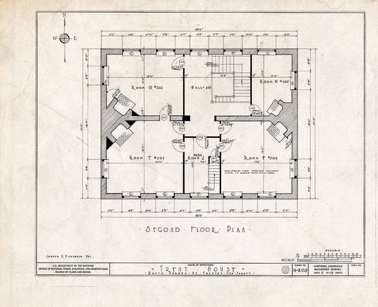 Blueprint HABS NJ,11-Tret,6- (Sheet 9 of 19) - Trent House, 15 Market Street (Changed from 539 South Warren Street), Trenton, Mercer County, NJ