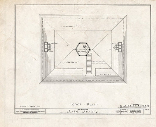 Blueprint HABS NJ,11-Tret,6- (Sheet 10 of 19) - Trent House, 15 Market Street (Changed from 539 South Warren Street), Trenton, Mercer County, NJ